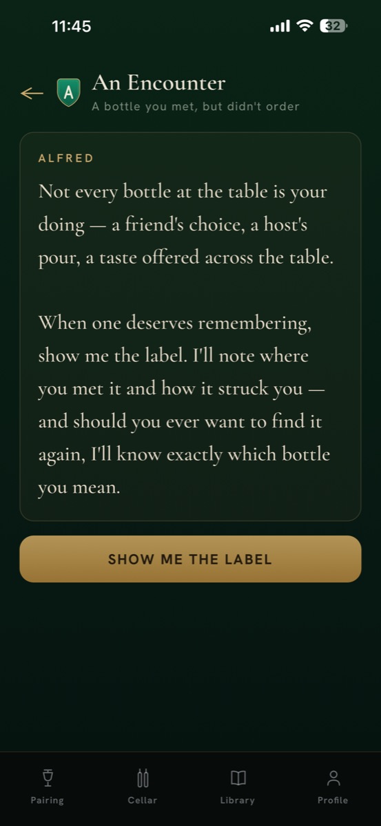 Checking in a bottle you met but did not order