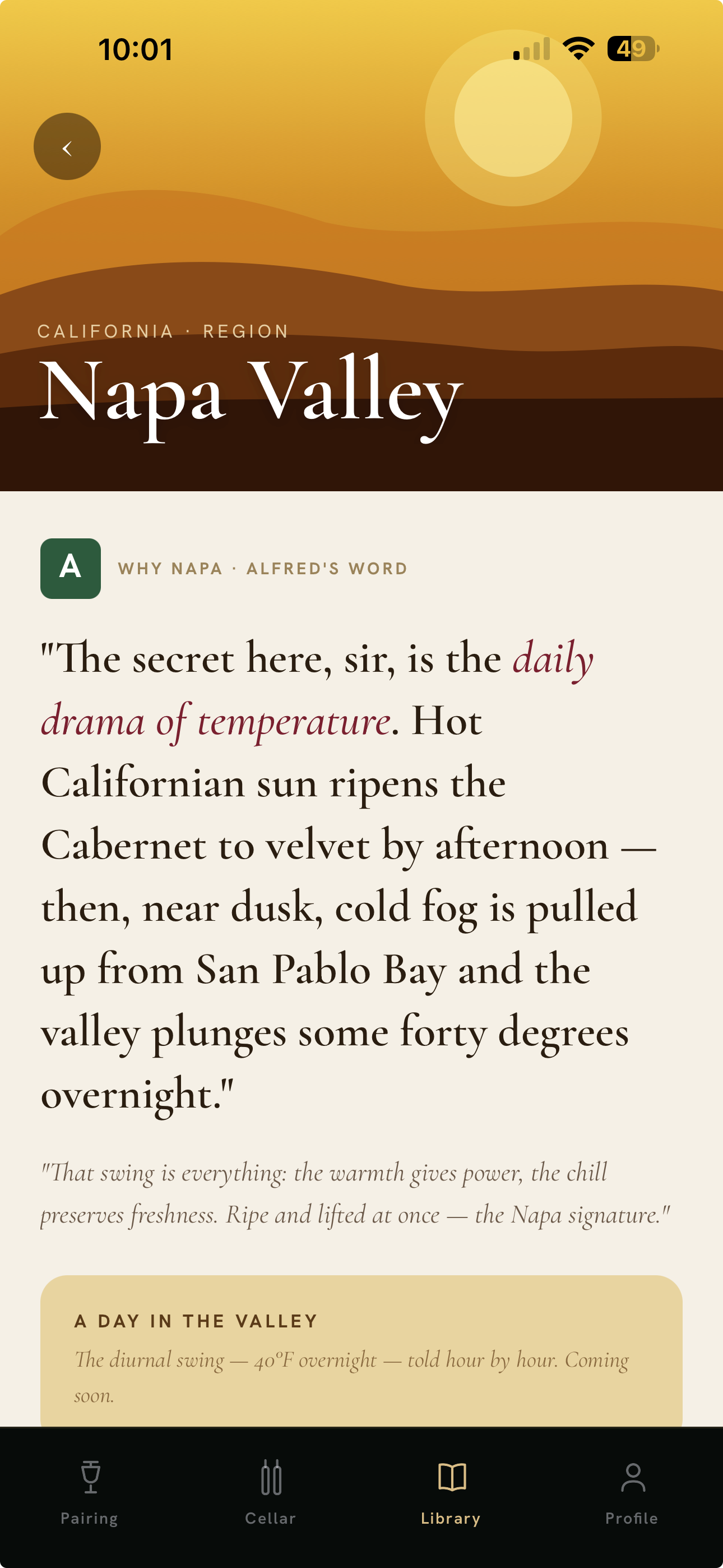 Alfred region page: Napa Valley